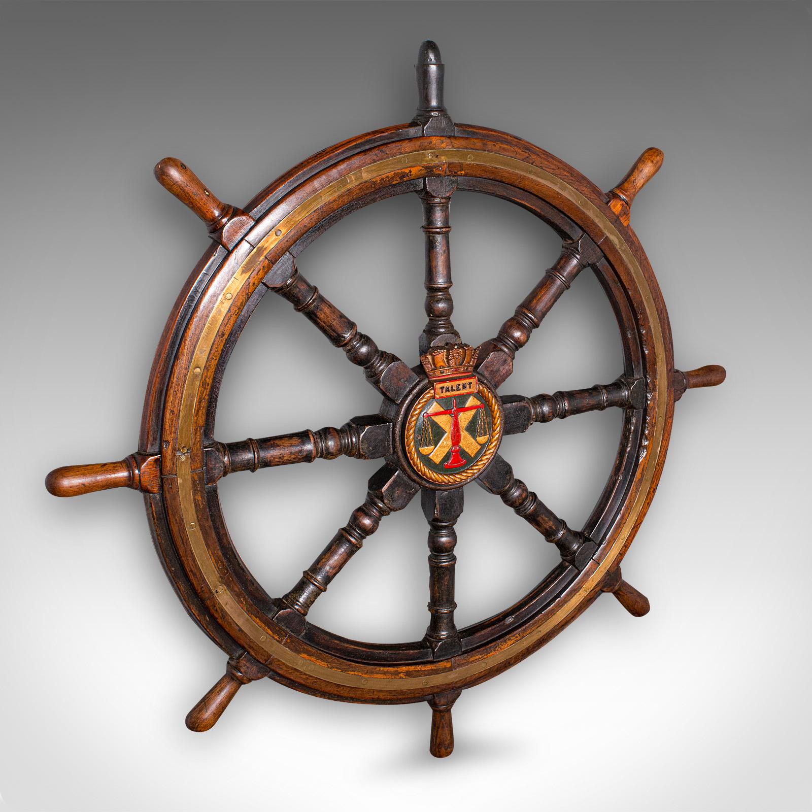 4' Large Antique Ship's Wheel, English, Oak, Decorative Maritime Helm, Victorian (1 of 10)