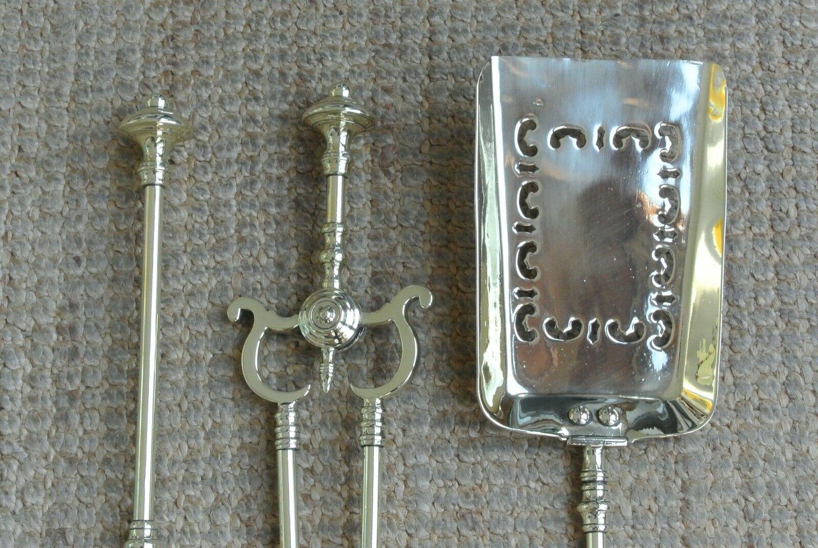 Antique Early 19th Century Brass Fire Irons Companion Set Tongs Poker Shovel (1 of 9) Antique Early 19th Century Brass Fire Irons Companion Set Tongs Poker Shovel (1 of 9)