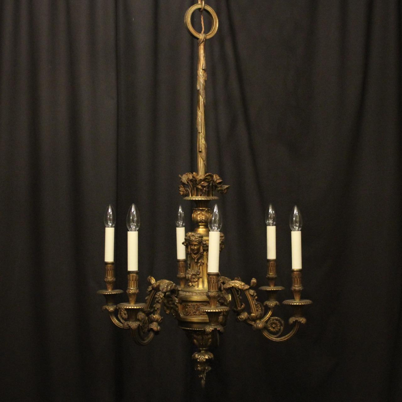 French Gilded Bronze 6 Light Antique Chandelier (1 of 10) French Gilded Bronze 6 Light Antique Chandelier (1 of 10)