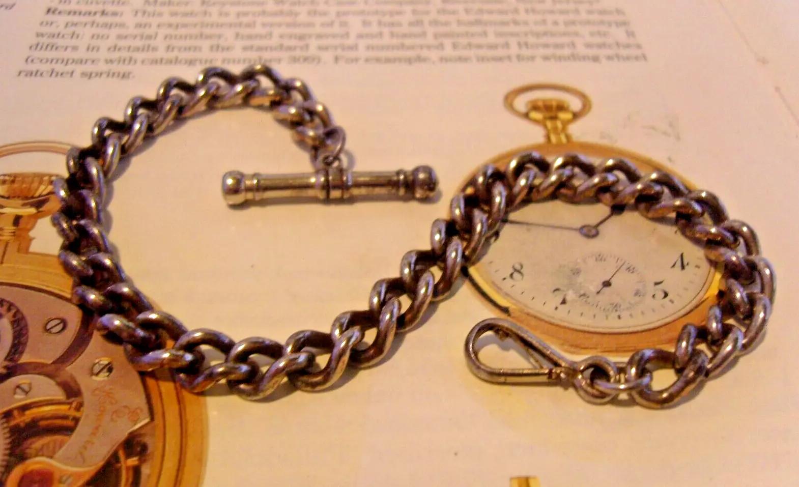 Georgian Pocket Watch Chain 1820s Big Steel Albert With Dumb Bell T Bar 32.7g (1 of 10)