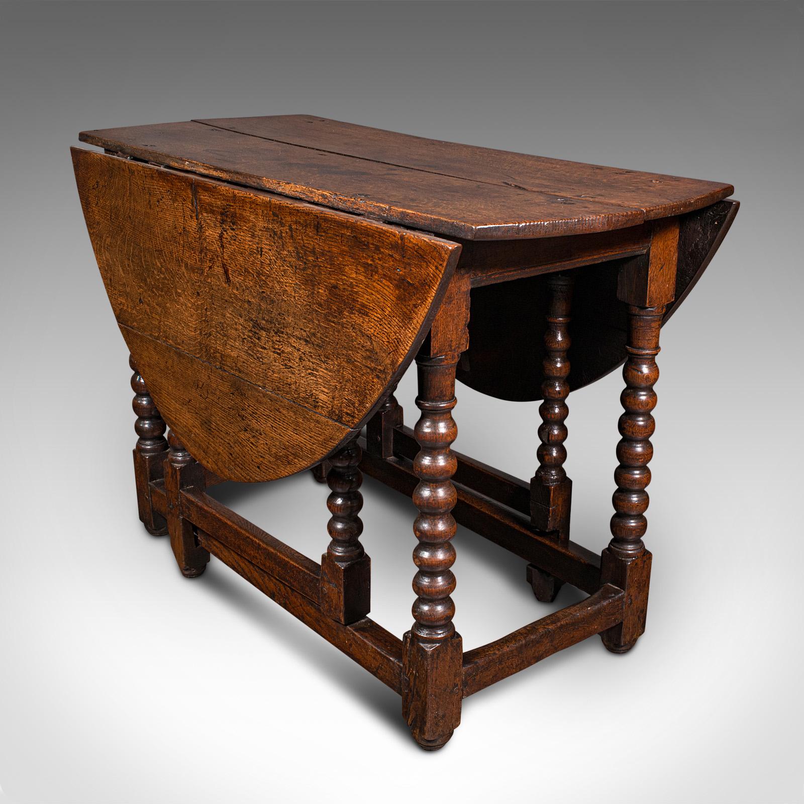 Antique Gate Leg Table, English, Oak, Oval, Extending, Provincial, William III (1 of 10)
