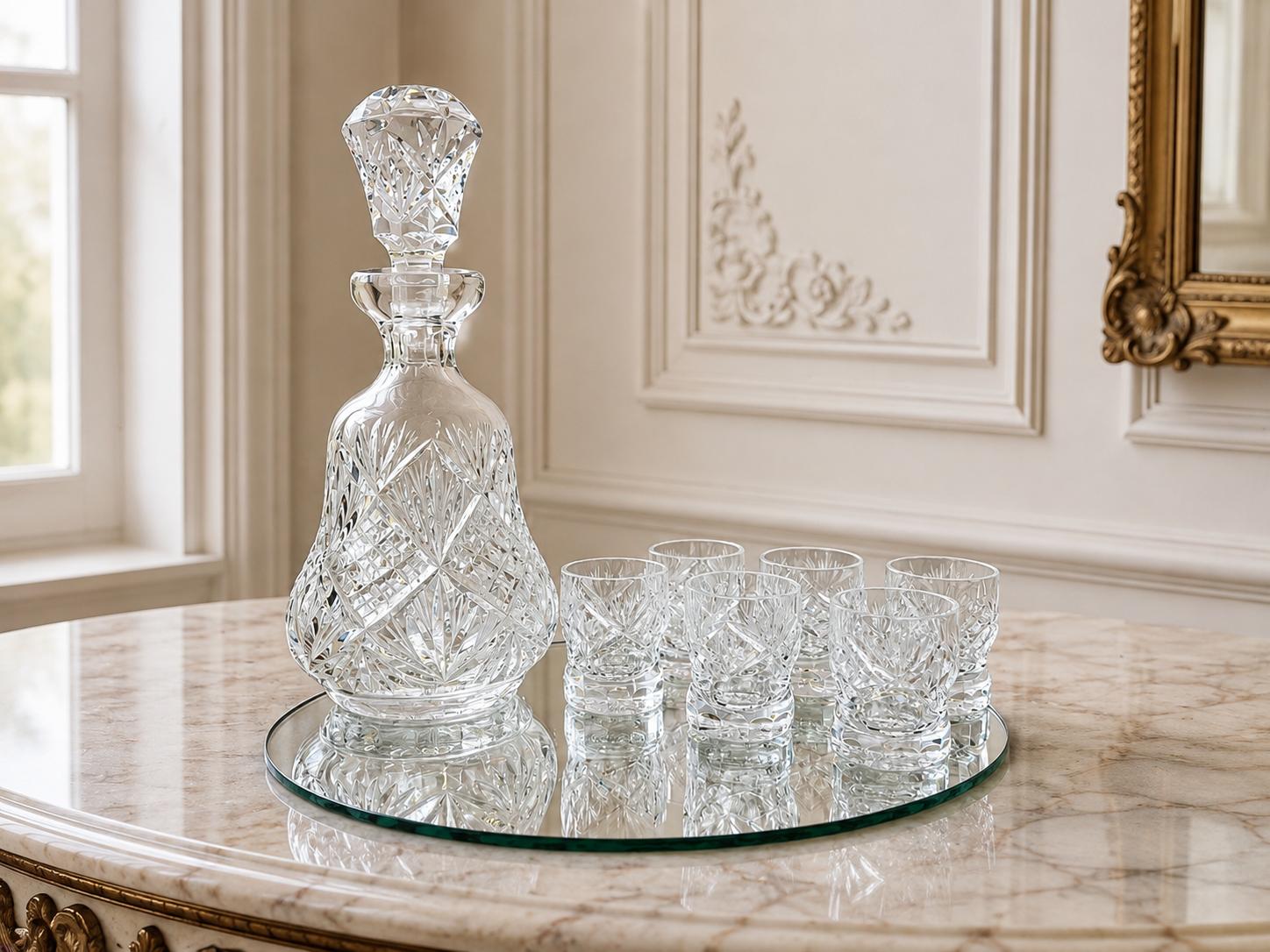 Carafe Set Vintage Crystal Cut 6 Shot Glasses & Tray (1 of 17) Carafe Set Vintage Crystal Cut 6 Shot Glasses & Tray (1 of 17)