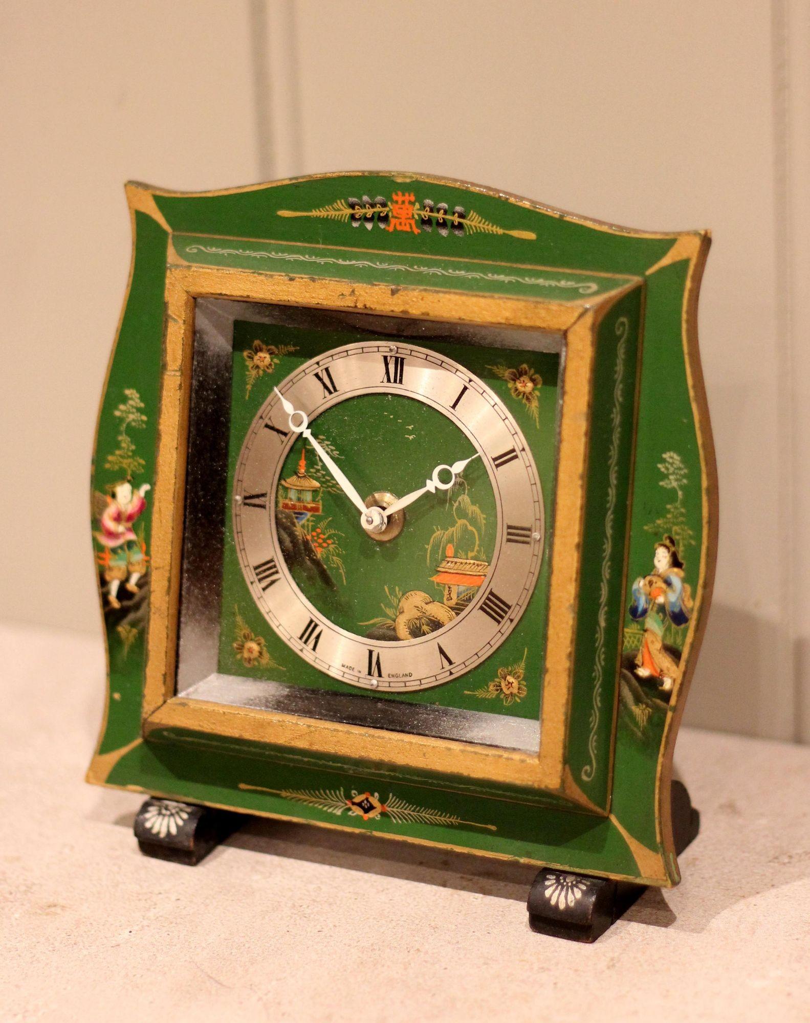 Small Green Chinoiserie Strut Back Clock (1 of 9) Small Green Chinoiserie Strut Back Clock (1 of 9)
