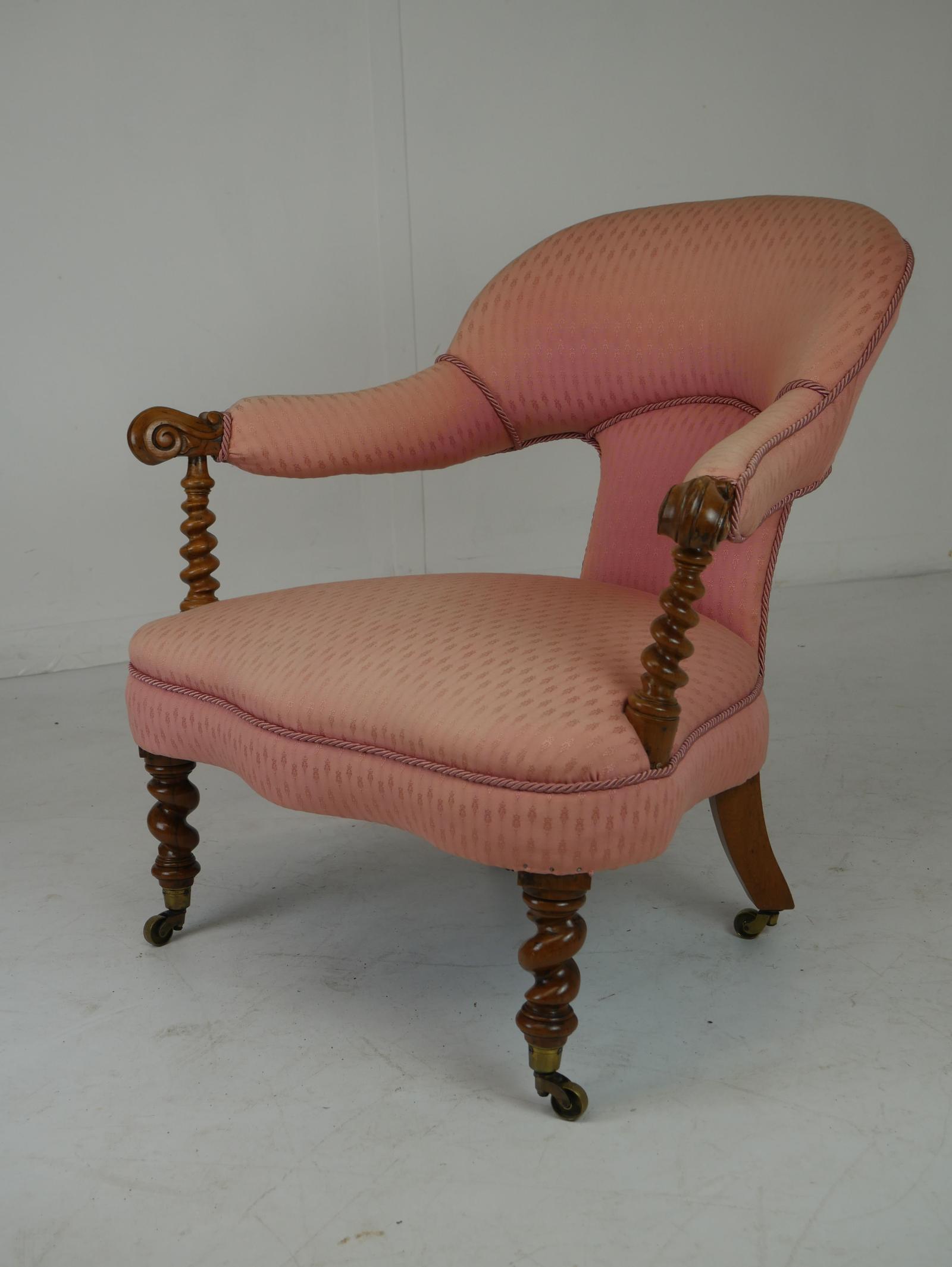 19th Century Upholstered Walnut Armchair (1 of 8)