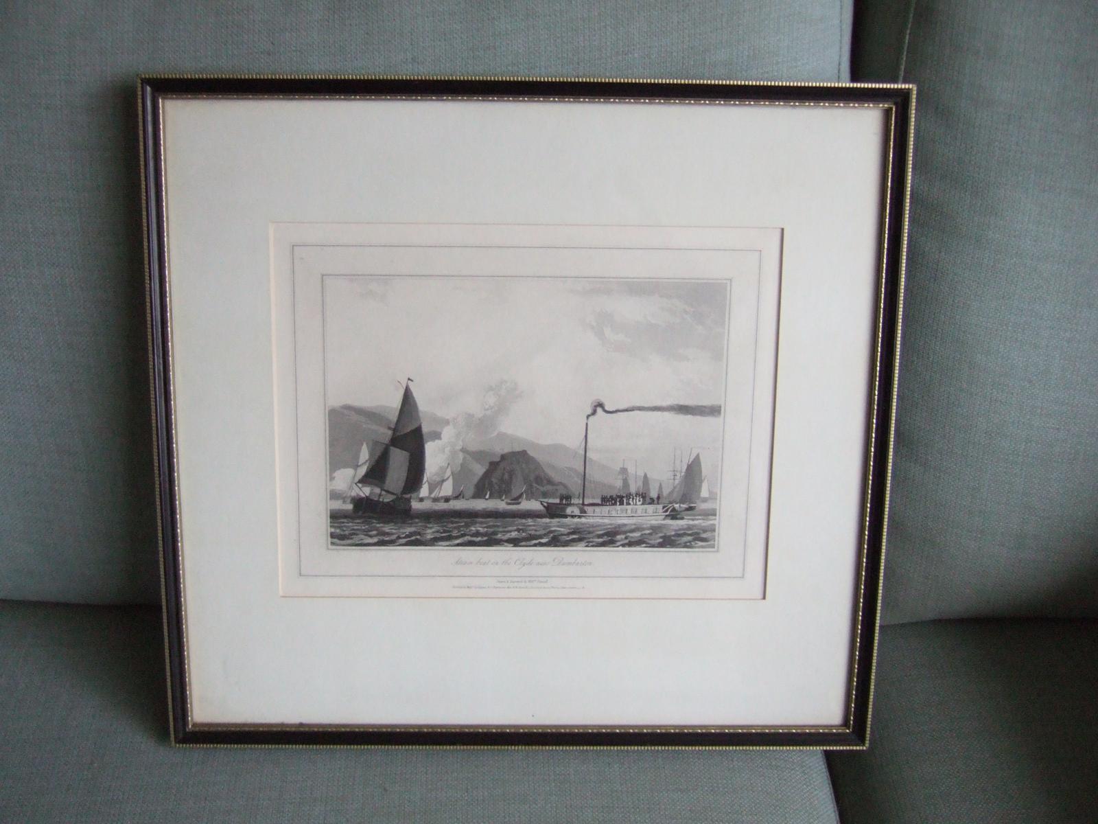 William Daniell Engraving - Steam Boat on the Clyde Near Dumbarton (1 of 4)