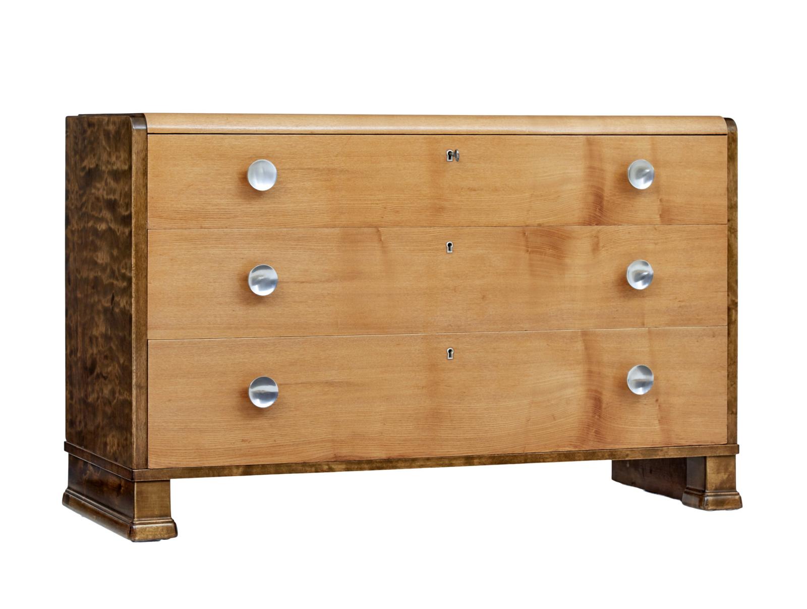 Mid 20th Century Elm & Birch Scandinavian Chest of Drawers (1 of 8)