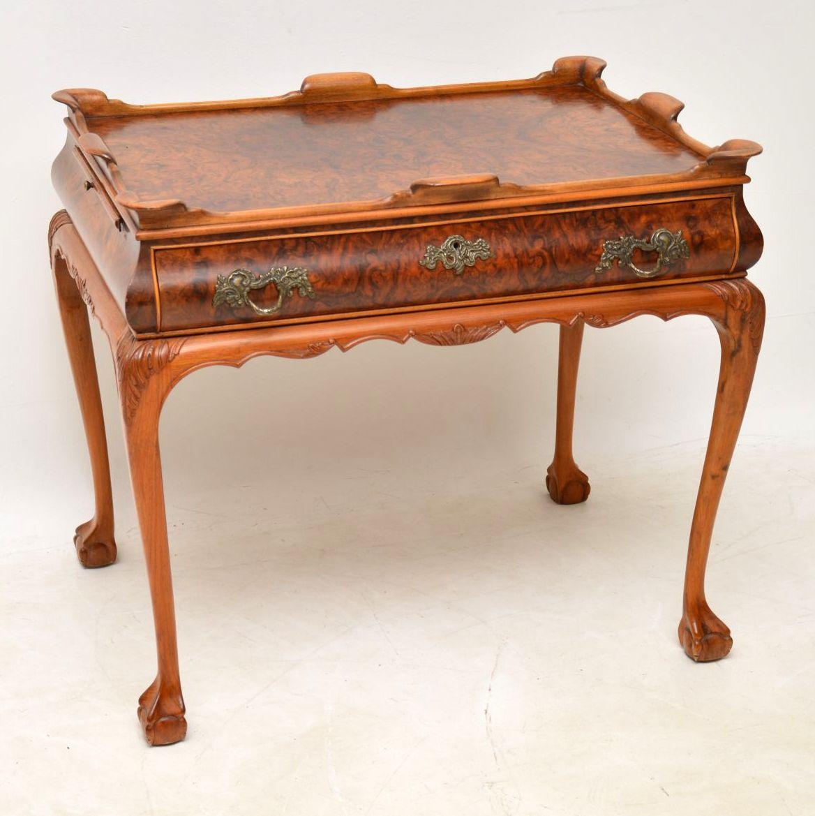 Antique Burr Walnut Tray Top Side Table (1 of 12)