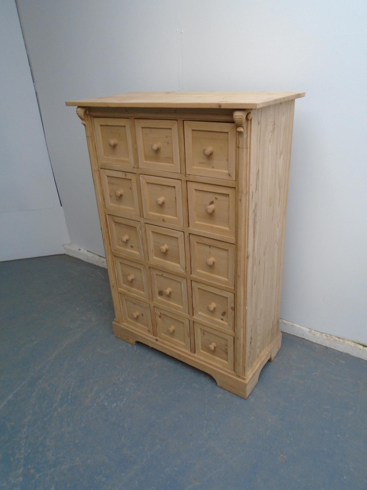 Cracking 15 Drawer Tall Pine Collectors Chest of Drawers to Wax / Paint (1 of 10)