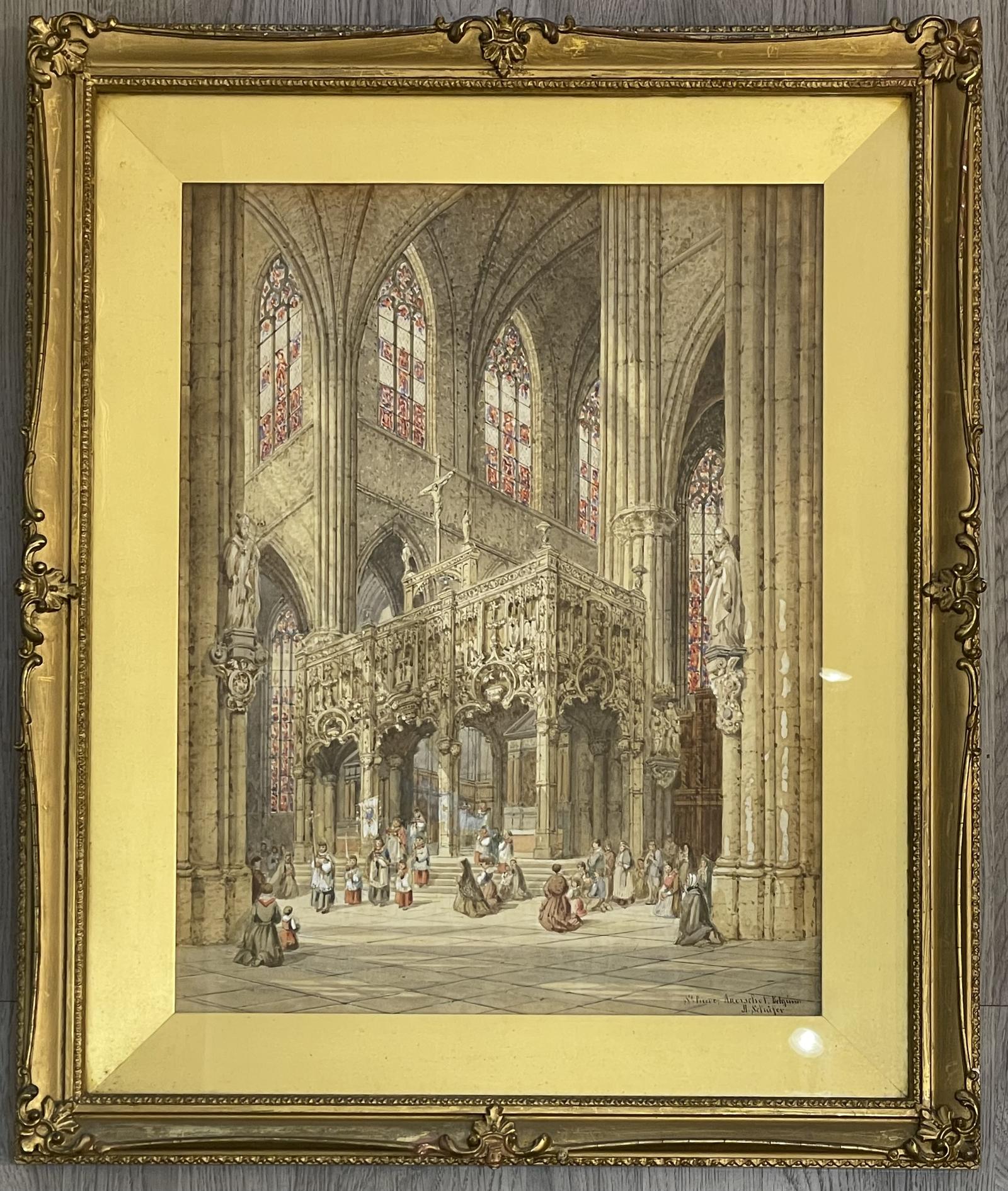 Cathedral Interior Watercolour by Henry Schafer (1 of 5) Cathedral Interior Watercolour by Henry Schafer (1 of 5)