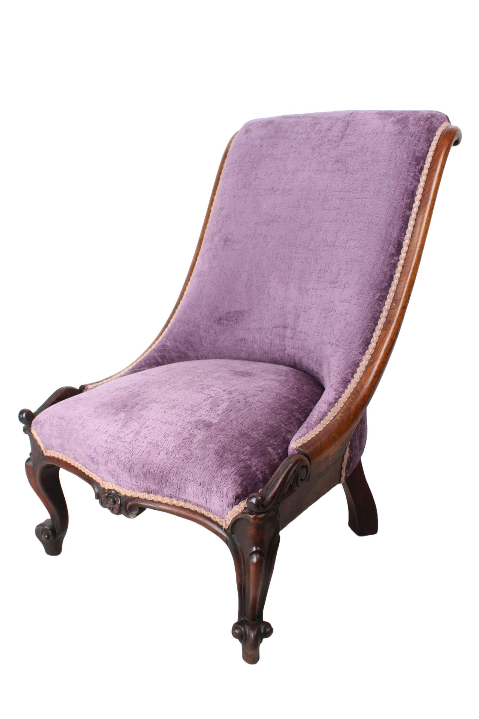 Small Victorian Rosewood Slipper Chair (1 of 13)