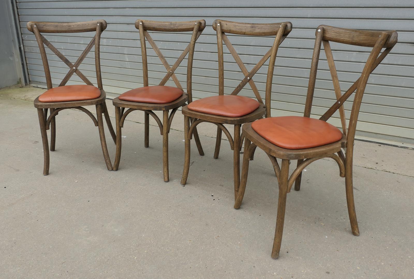 Set of 4 French Bistro Chairs with New Leather Seats (1 of 6) Set of 4 French Bistro Chairs with New Leather Seats (1 of 6)