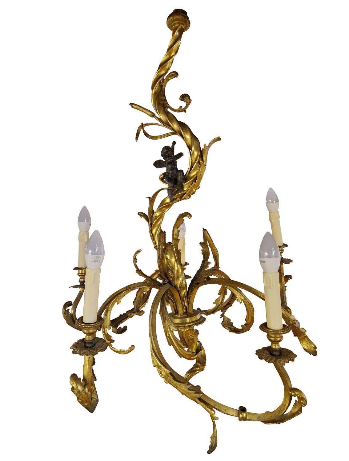 Gilt & Bronze Chandelier c.1860 (1 of 1) Gilt & Bronze Chandelier c.1860 (1 of 1)
