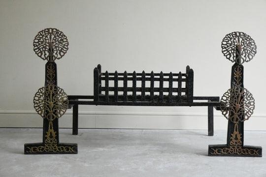 Ernest Gimson Style Arts and Crafts Fire Dogs & Basket (1 of 11)