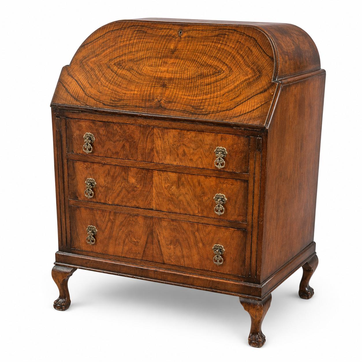 Vintage Queen Anne Style Walnut Cylinder Bureau, C1920s (1 of 17) Vintage Queen Anne Style Walnut Cylinder Bureau, C1920s (1 of 17)