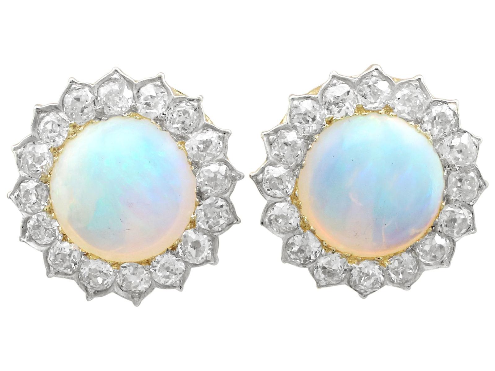 7.76ct Opal & 2.005ct Diamond, 9ct Yellow Gold Clip on Earrings (1 of 11)