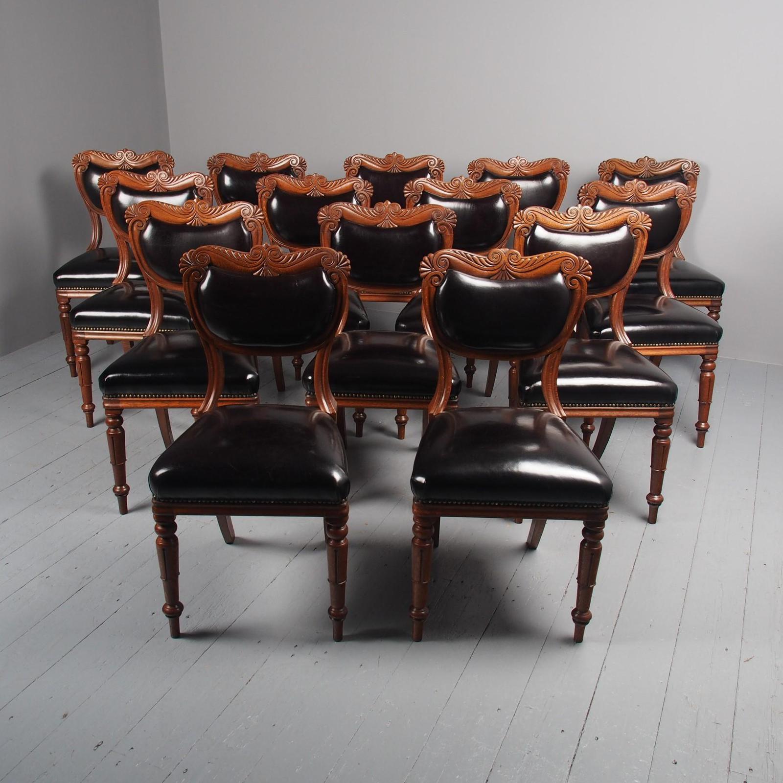 Antique Set of 14 William IV Scottish Oak Dining Chairs (1 of 20)