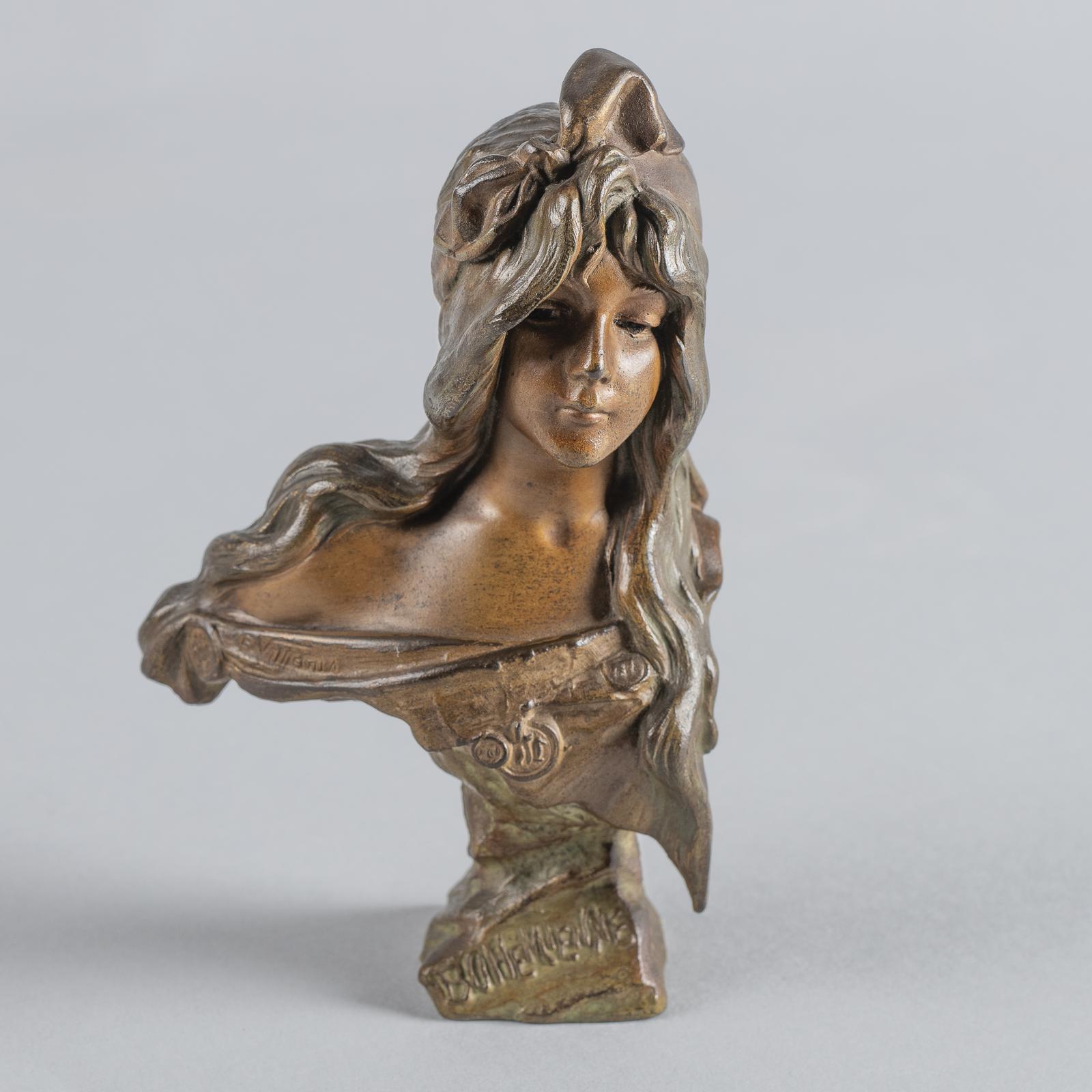 French Art Nouveau Spelter Sculpture by E.Villanis Titled Bohemienne (1 of 10) French Art Nouveau Spelter Sculpture by E.Villanis Titled Bohemienne (1 of 10)
