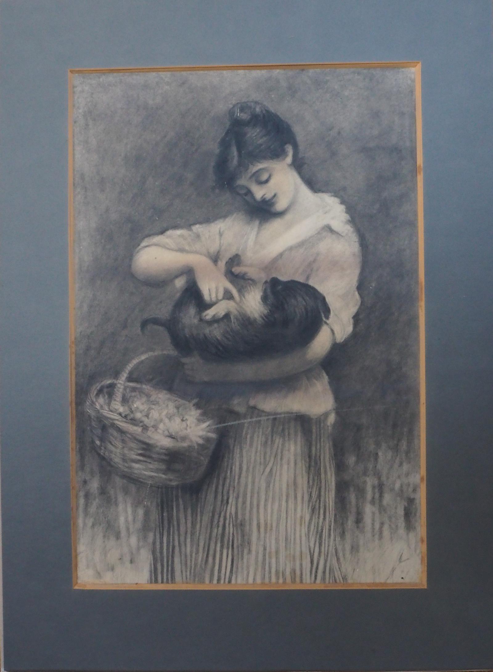 Pencil Drawing of Girl & Dog (1 of 2)