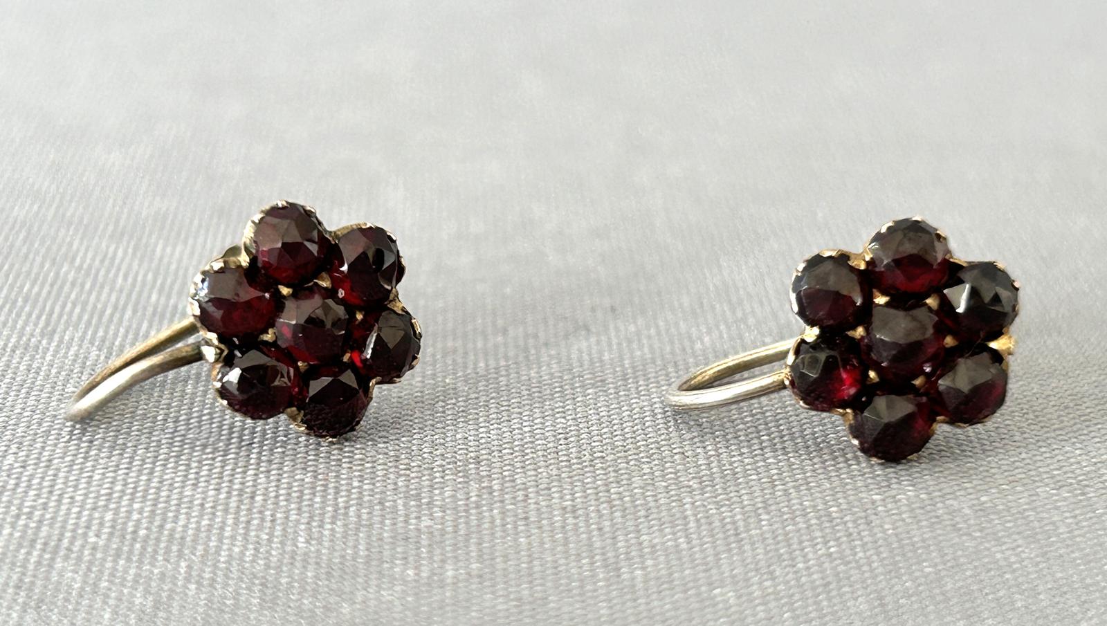 Pair of Edwardian Silver Gilt & Garnet Earrings (1 of 4)