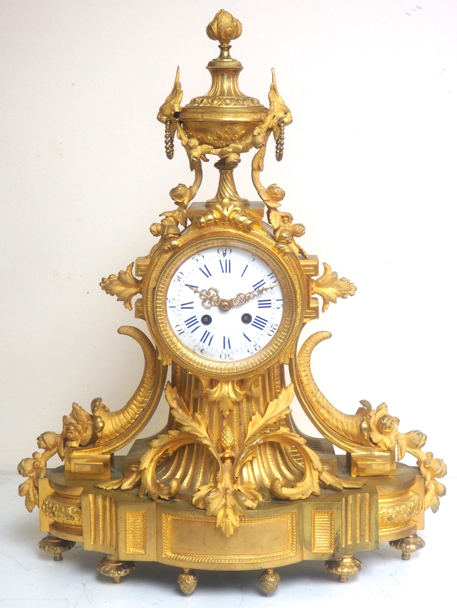 Impressive French Ormolu Bronze Mantel Clock Sought Scrolling Floral Case Striking 8-day Mantle Clock (1 of 12)