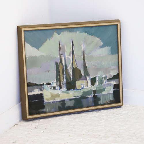 Swedish Seascape Painting Signed L H Lindberg c.1960 (1 of 7)