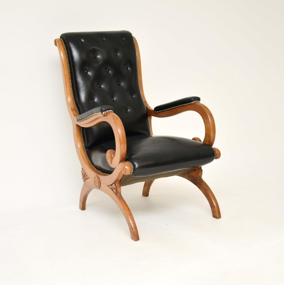 Antique Regency Period Leather Slipper Armchair (1 of 10)