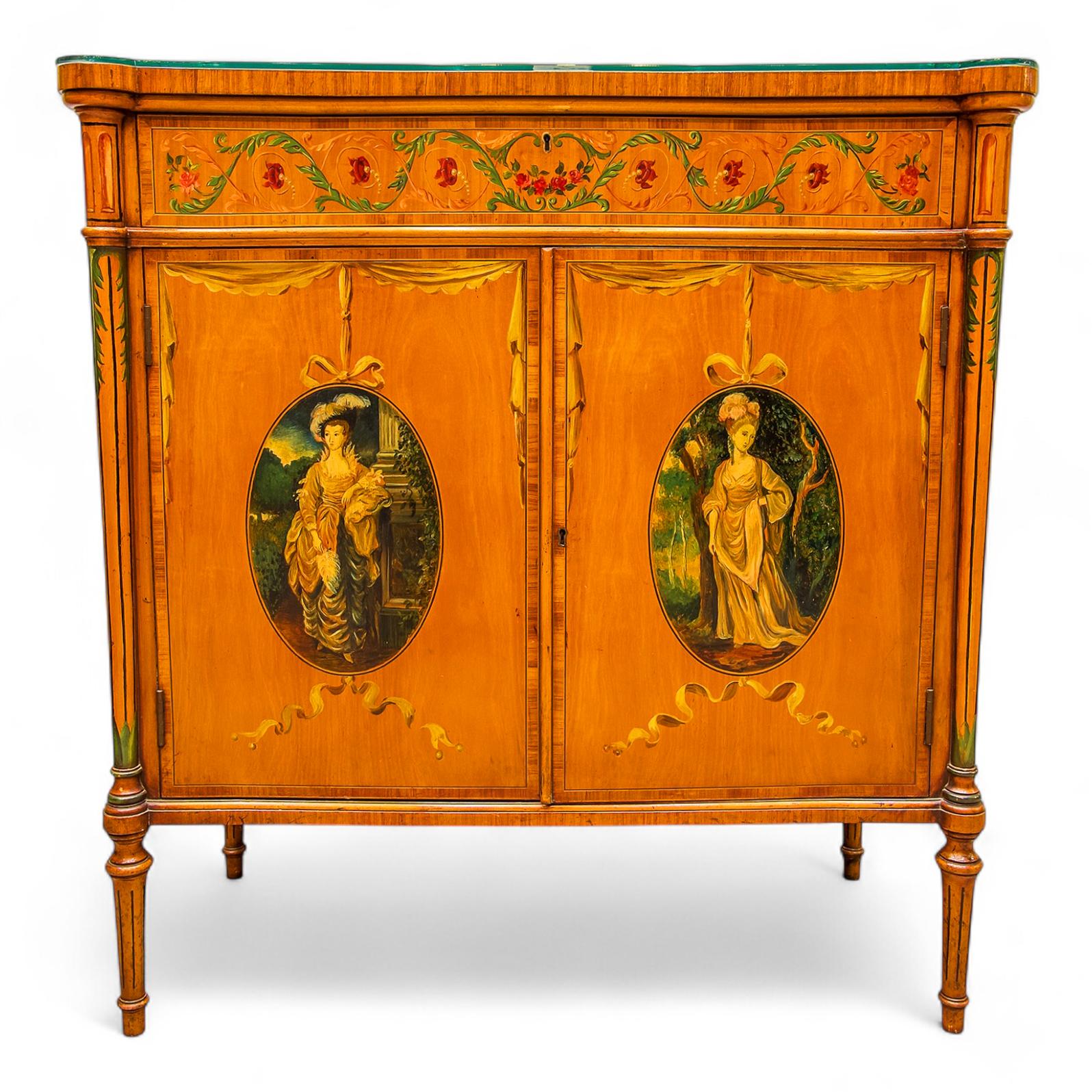 Antique Satinwood Painted Side Cabinet (1 of 8)