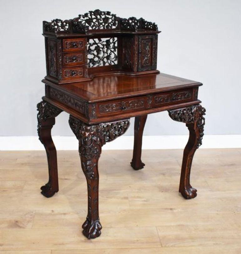 19th Century Chinese Padouk Wood Desk (1 of 13)