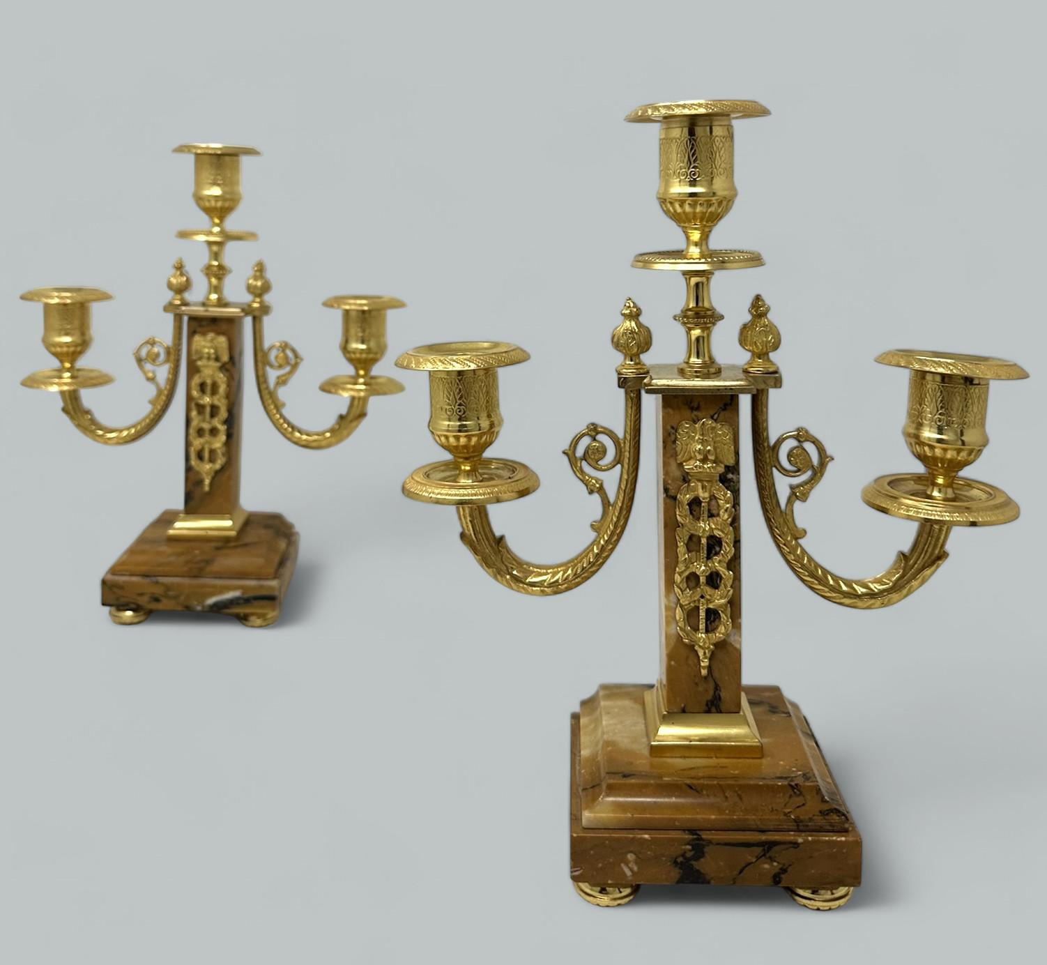 Pair Antique Grand Tour French Empire Bronze Ormolu Candelabra Candlesticks 19ct (1 of 11)