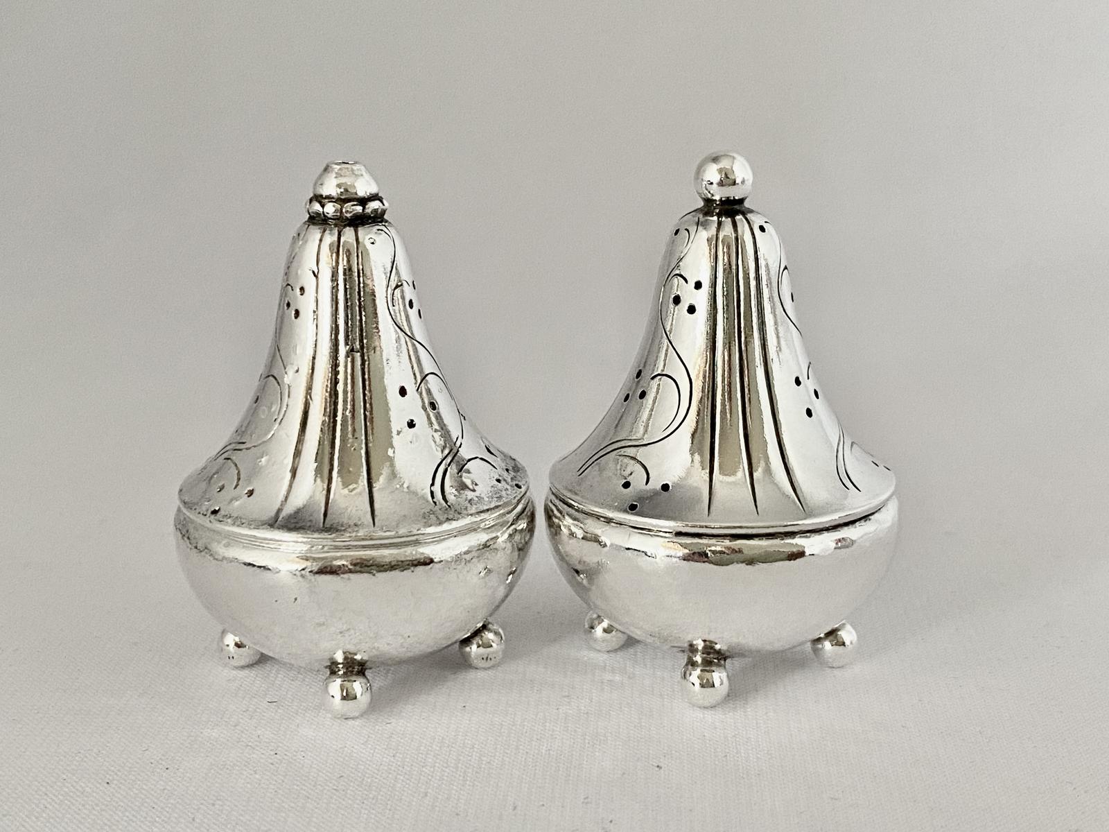 Georg Jensen Sterling Silver Salt & Pepper. C1955 (1 of 8)