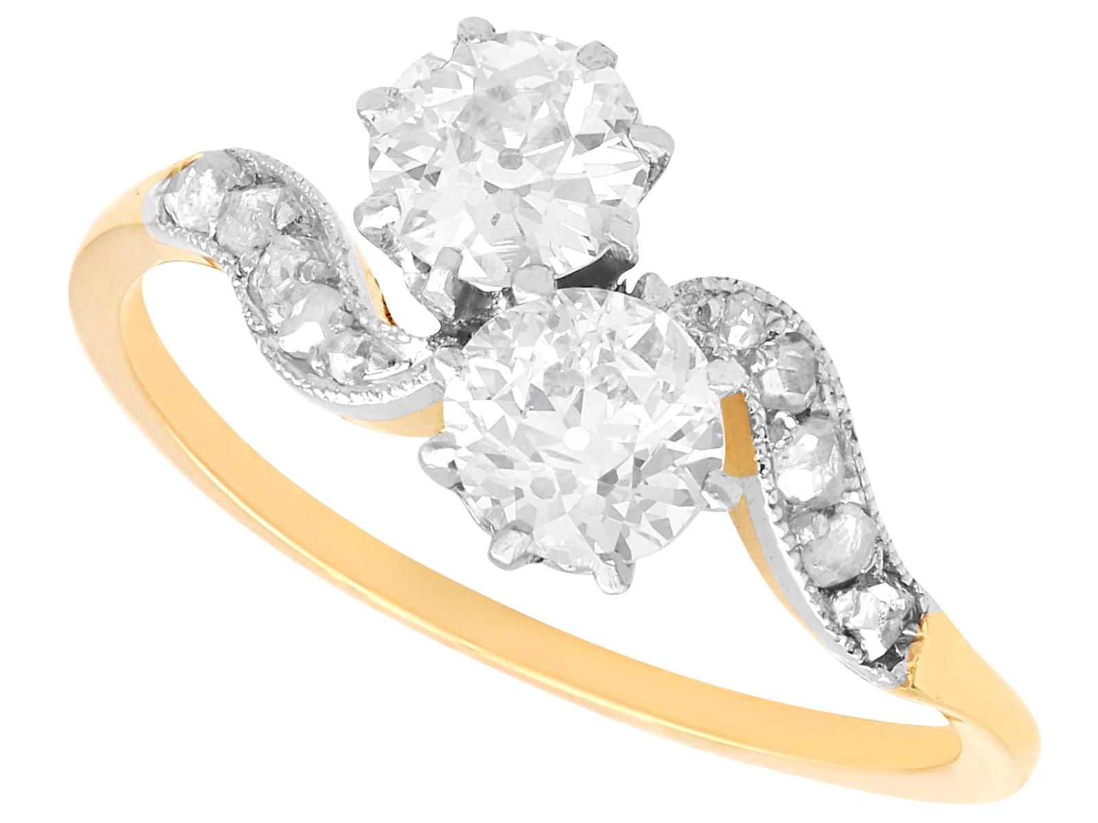 Antique 1.32ct Diamond & 15ct Yellow Gold Twist Ring c.1900 (1 of 15)