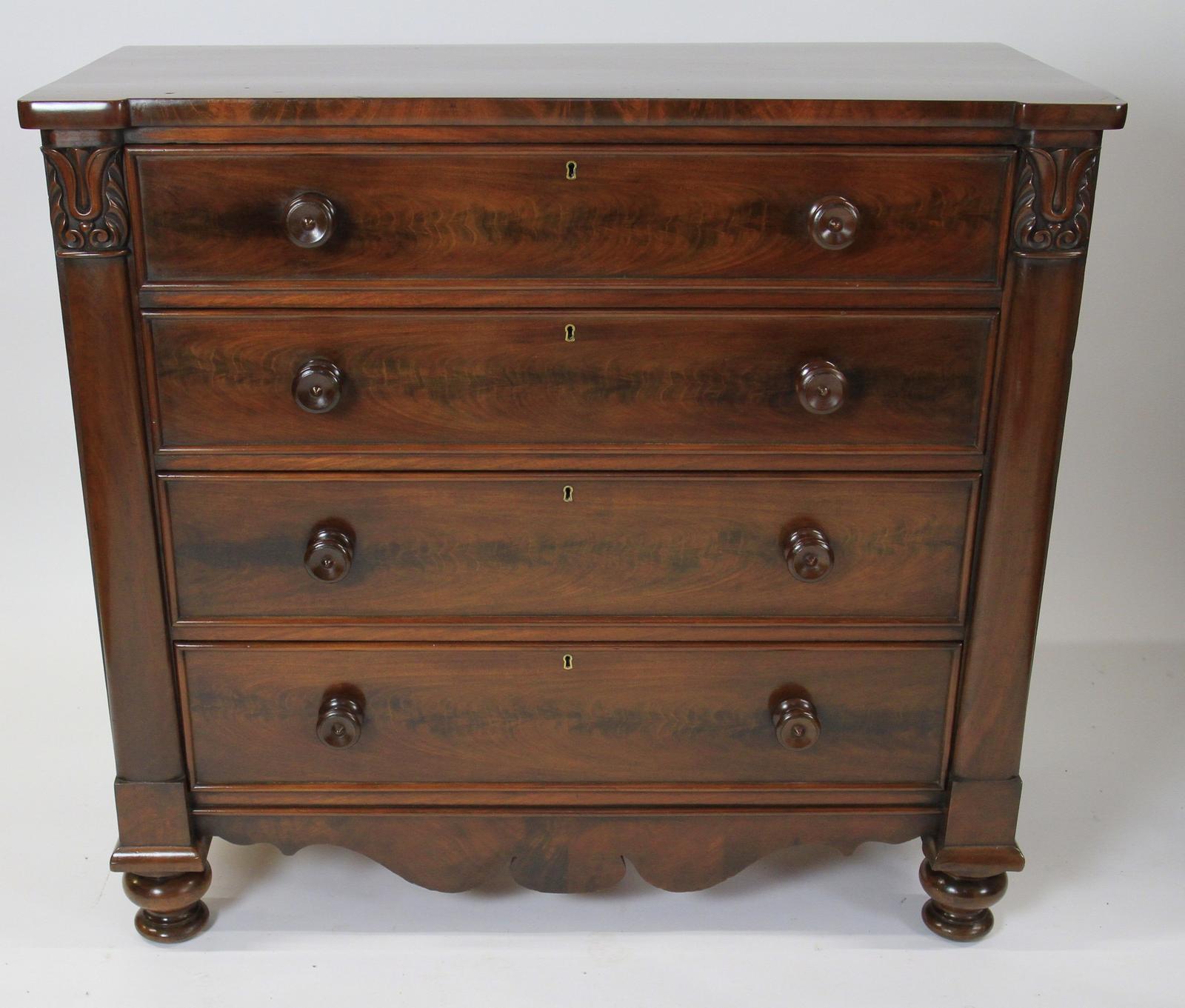 William IV Period Mahogany 4 Drawer Chest (1 of 14)