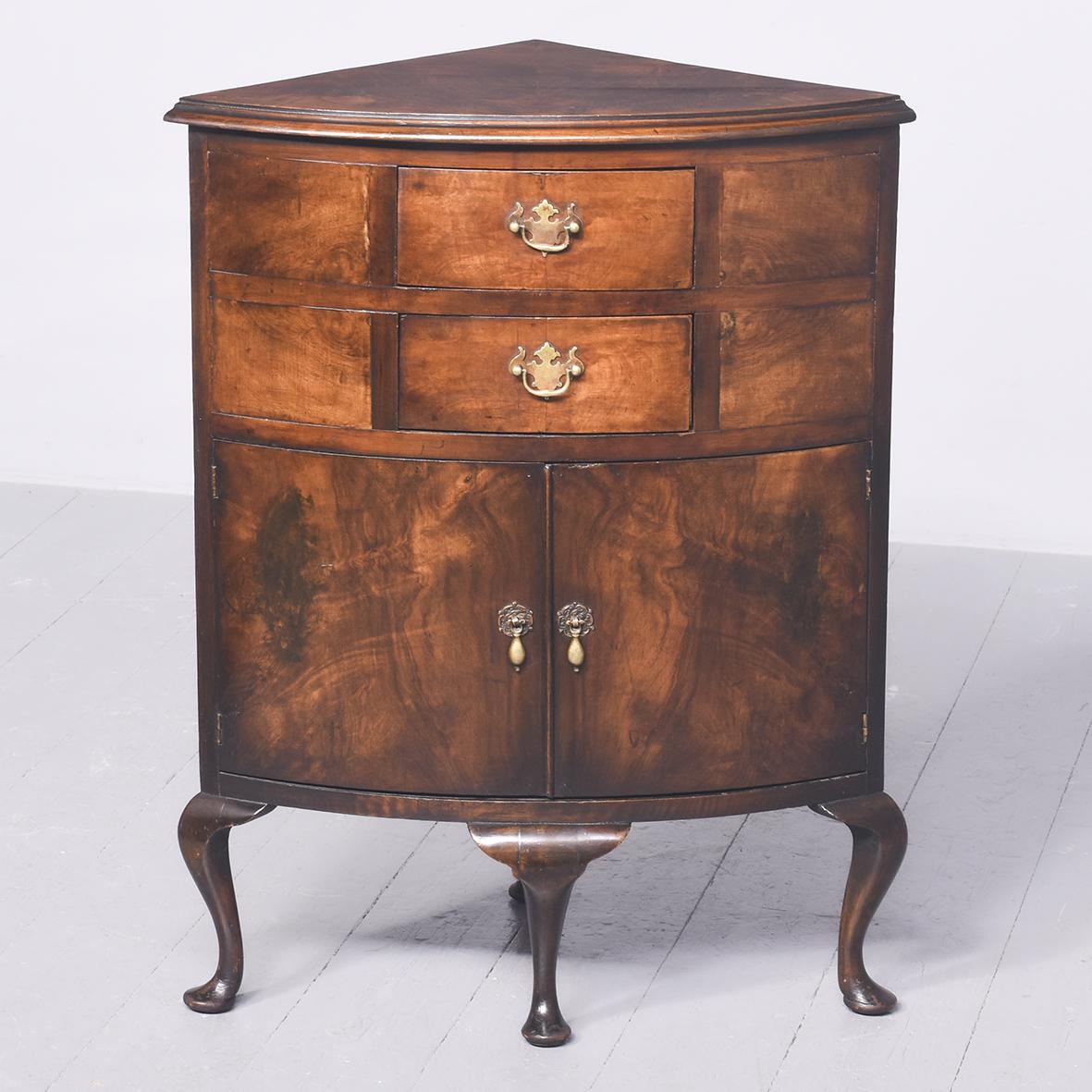 Early Georgian Atyle Figured Walnut Freestanding Corner Cabinet (1 of 9)