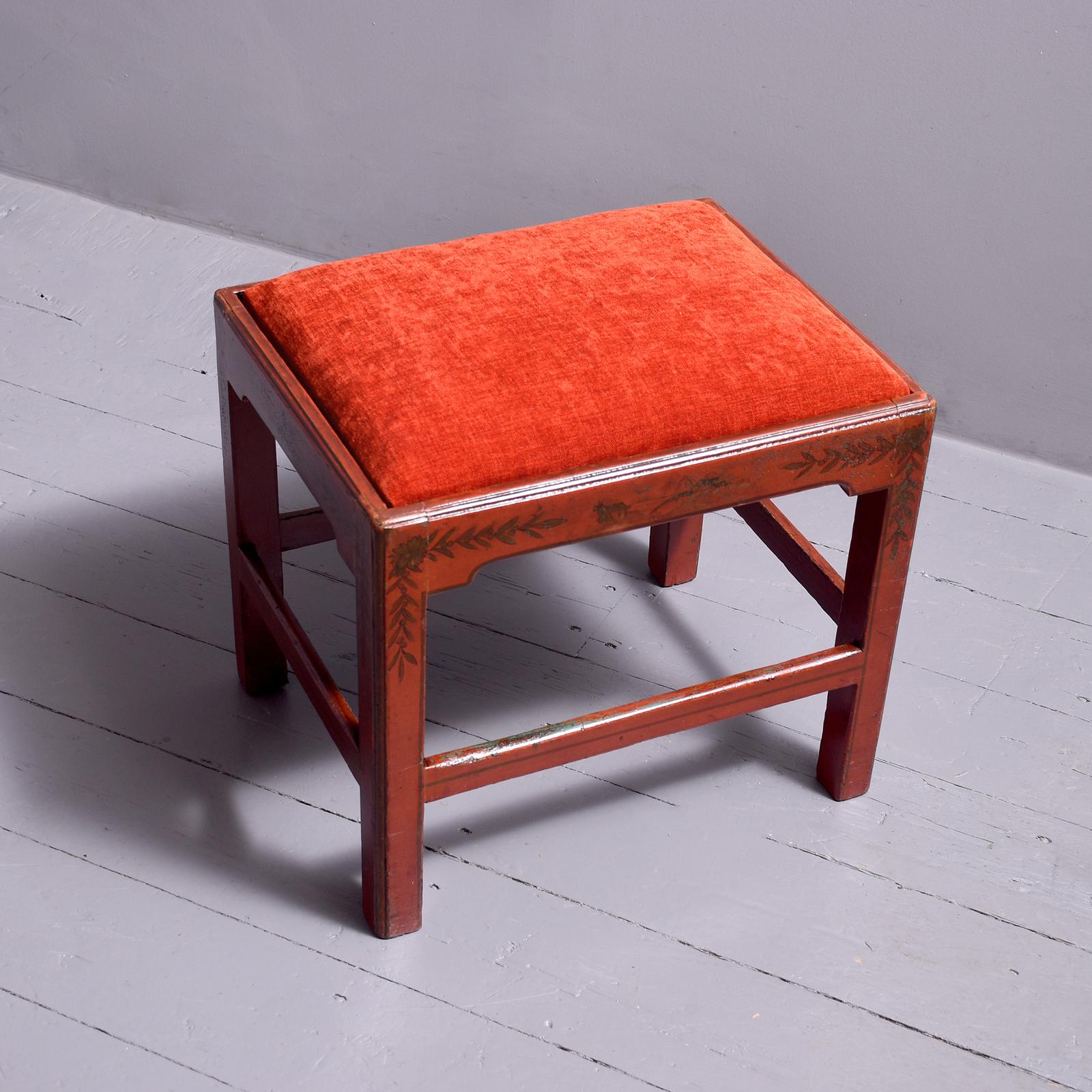Stylish George IV Red Lacquered Stool (1 of 6)