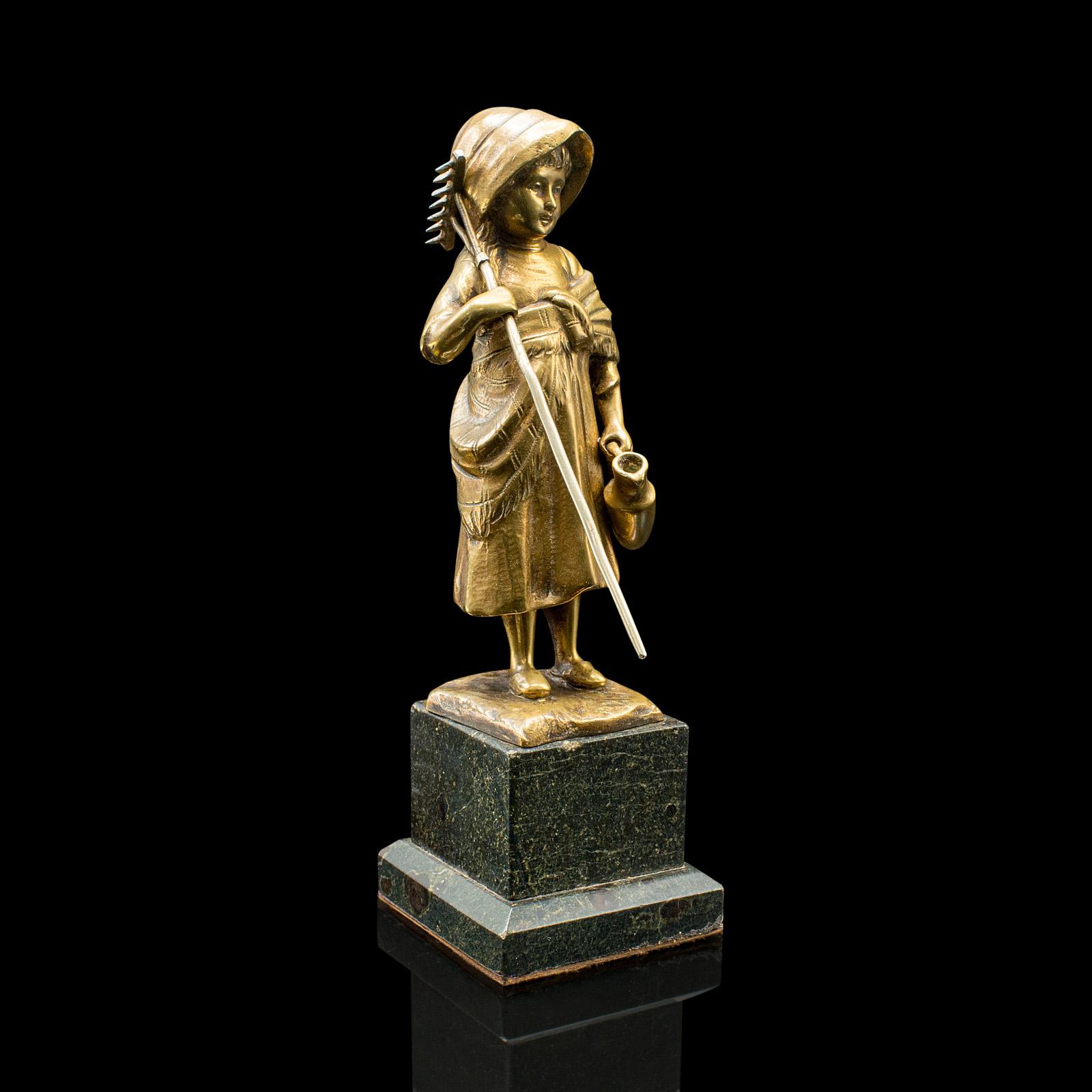 Small Antique Farm Girl Figure, French, Bronze, Statuette, Provincial c.1920 (1 of 11) Small Antique Farm Girl Figure, French, Bronze, Statuette, Provincial c.1920 (1 of 11)