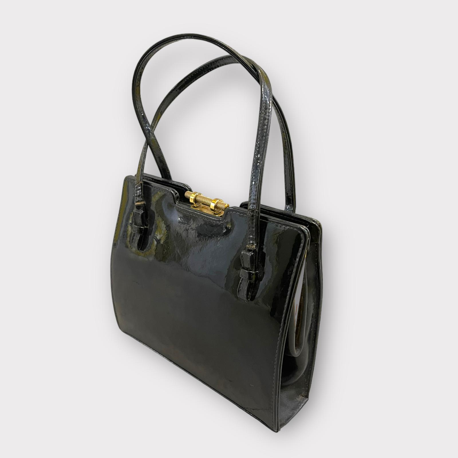 Black Patent Ackery 1950s -1960s Handbag (1 of 9)