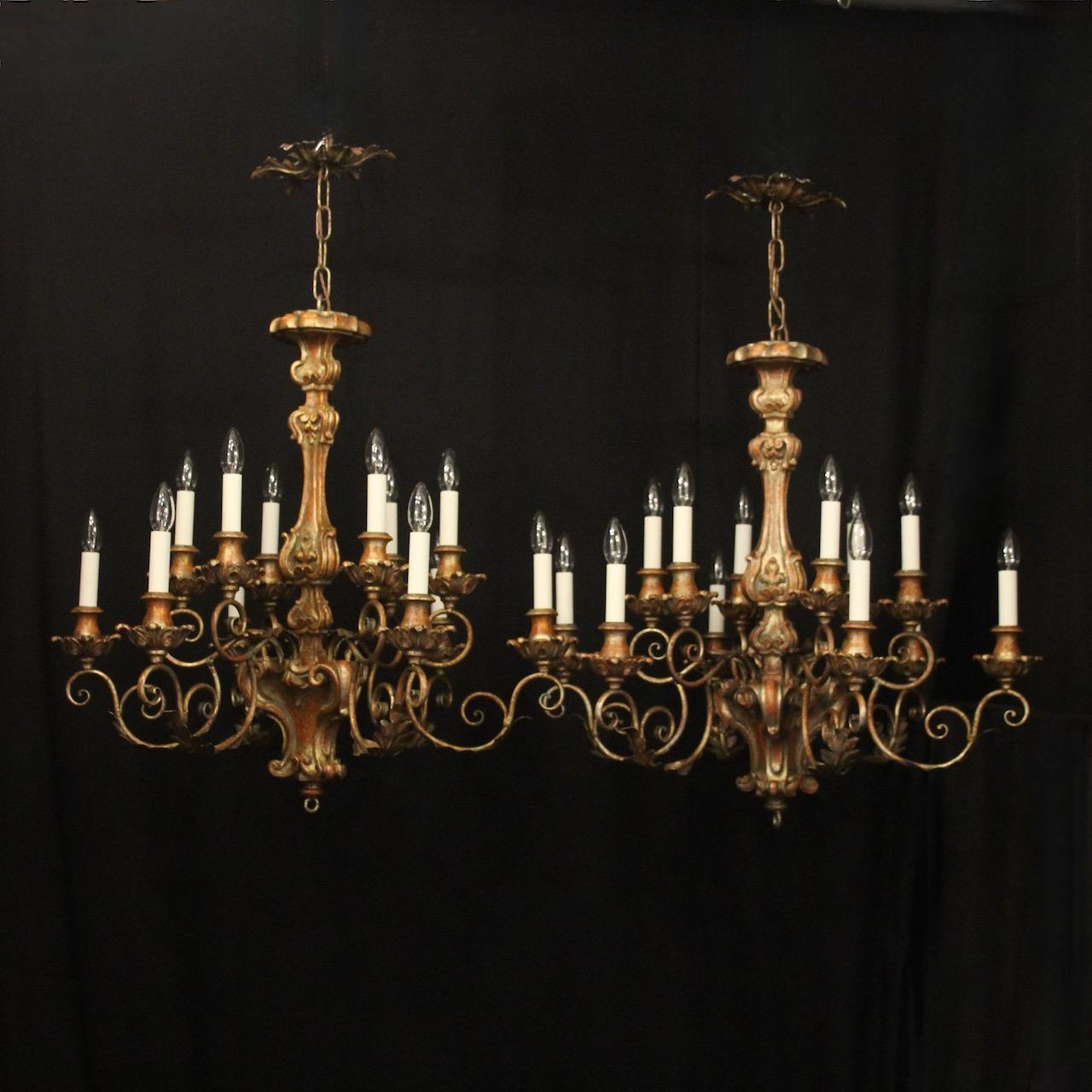Florentine Pair 12 Light Polychrome Chandeliers (1 of 10) Florentine Pair 12 Light Polychrome Chandeliers (1 of 10)