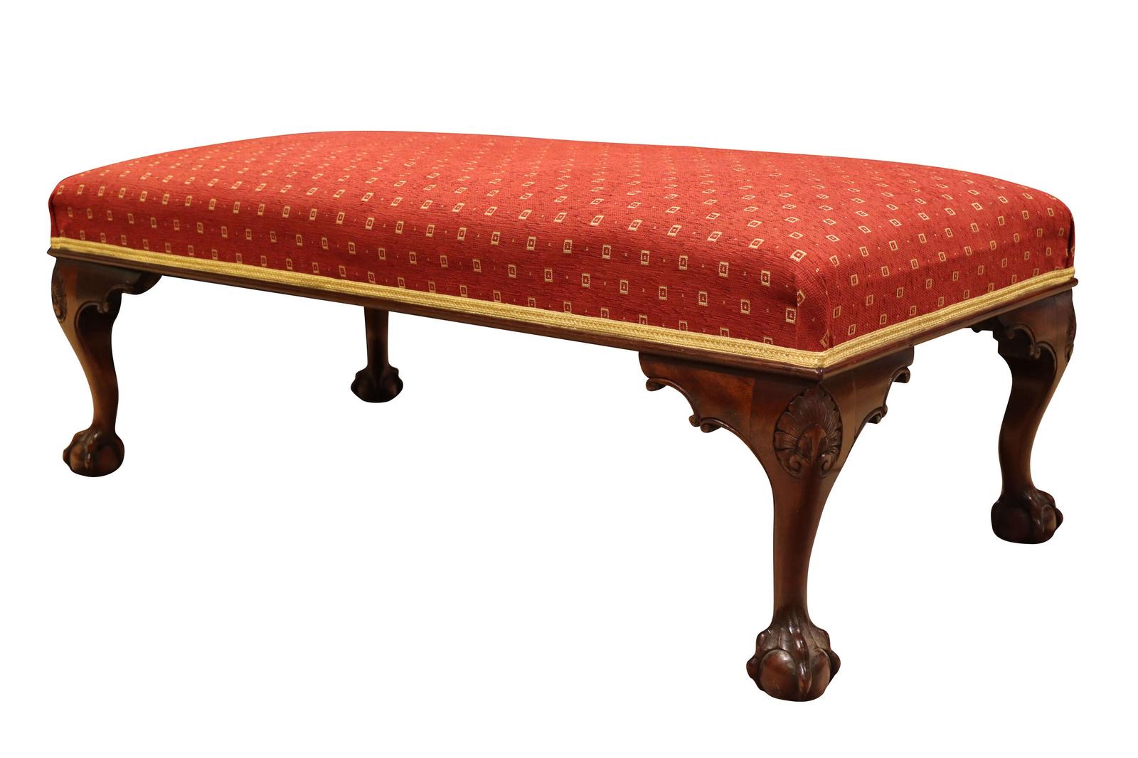 A Large Mahogany Upholstered Chippendale Style Footstool, Circa 1890 (1 of 5) A Large Mahogany Upholstered Chippendale Style Footstool, Circa 1890 (1 of 5)