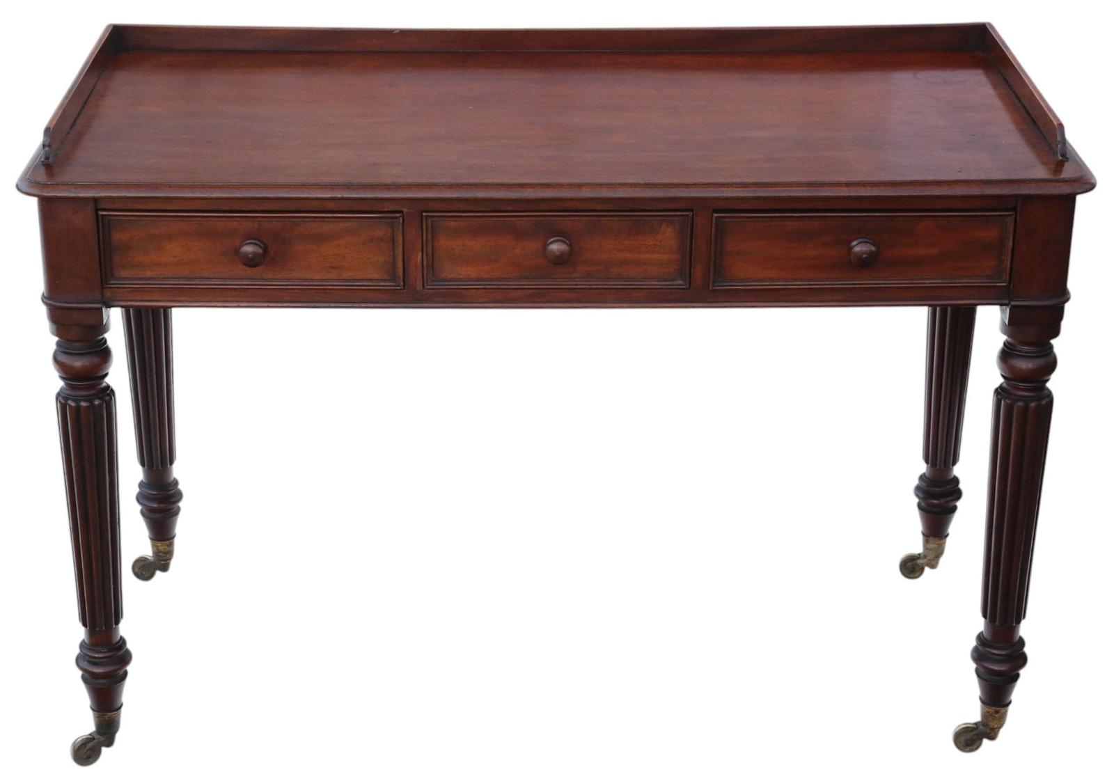 Antique Mahogany 3 Drawer Writing Desk / Dressing Table – Fine Quality 19th Century (1830) (1 of 8) Antique Mahogany 3 Drawer Writing Desk / Dressing Table – Fine Quality 19th Century (1830) (1 of 8)