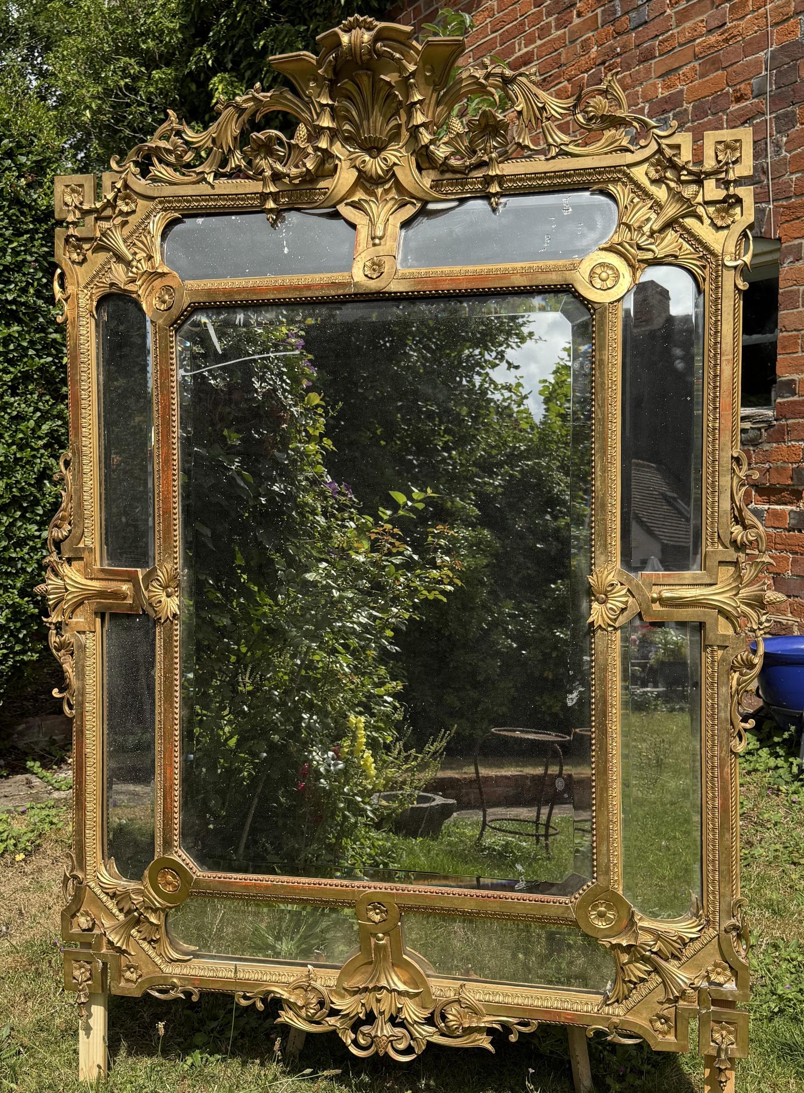 Large 19th Century Margin Mirror (1 of 6)