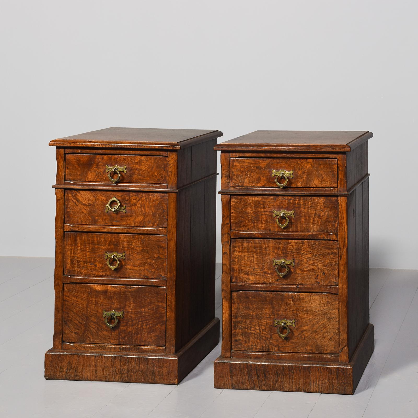 Rare Pair of Pollard Oak Arts & Crafts Influence Small Chest of Drawers / Bedside Lockers c.1880 (1 of 8) Rare Pair of Pollard Oak Arts & Crafts Influence Small Chest of Drawers / Bedside Lockers c.1880 (1 of 8)