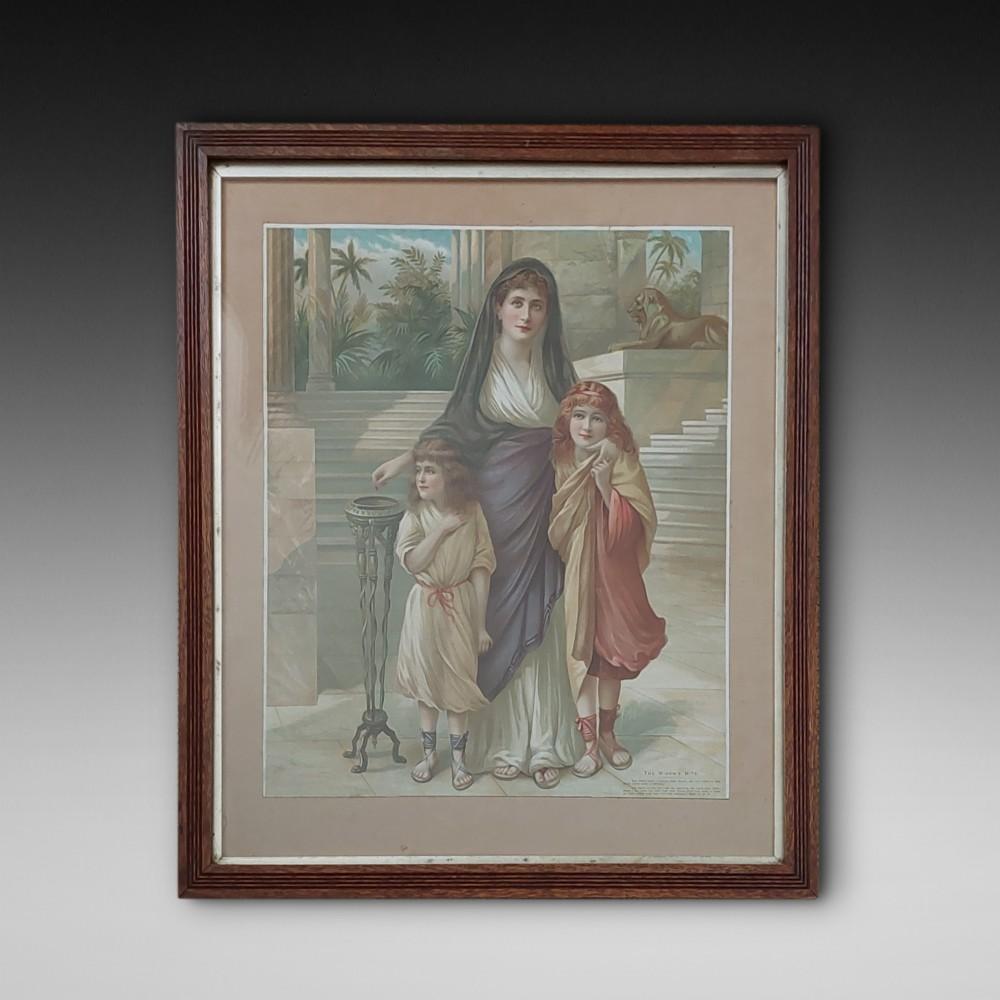 'The Widows Mite' Victorian Print (1 of 2)