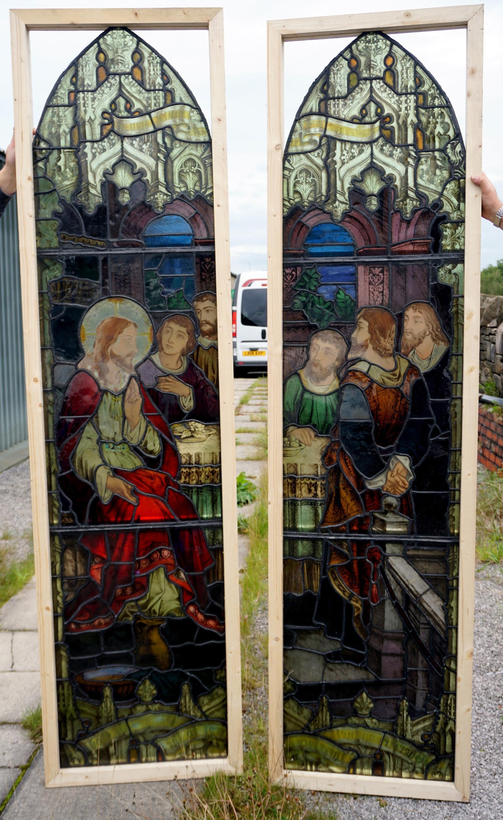 Very Good Pair of Victorian Painted Glass Windows (1 of 8)