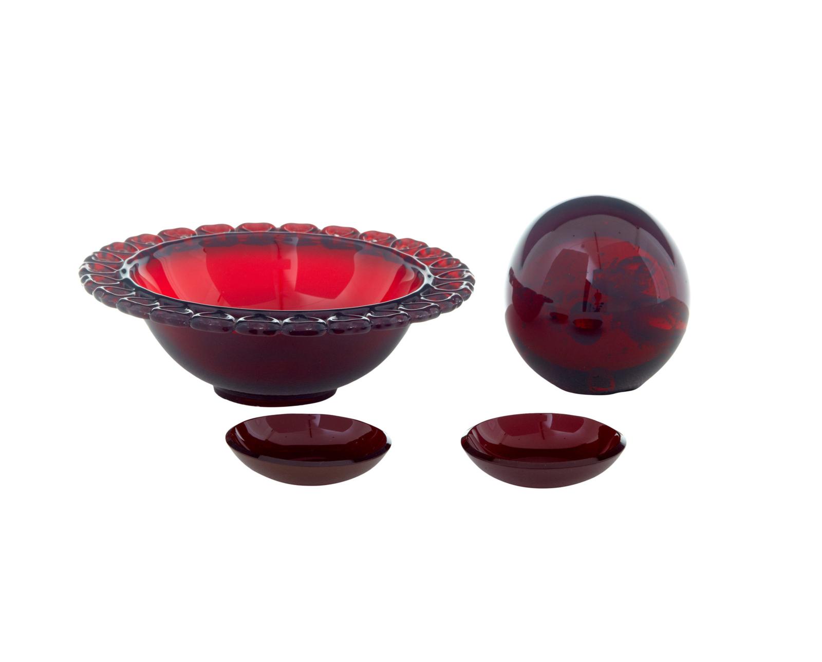 4 Pieces of 1950’s Scandinavian Red Art Glass by Monica Bratt (1 of 4)