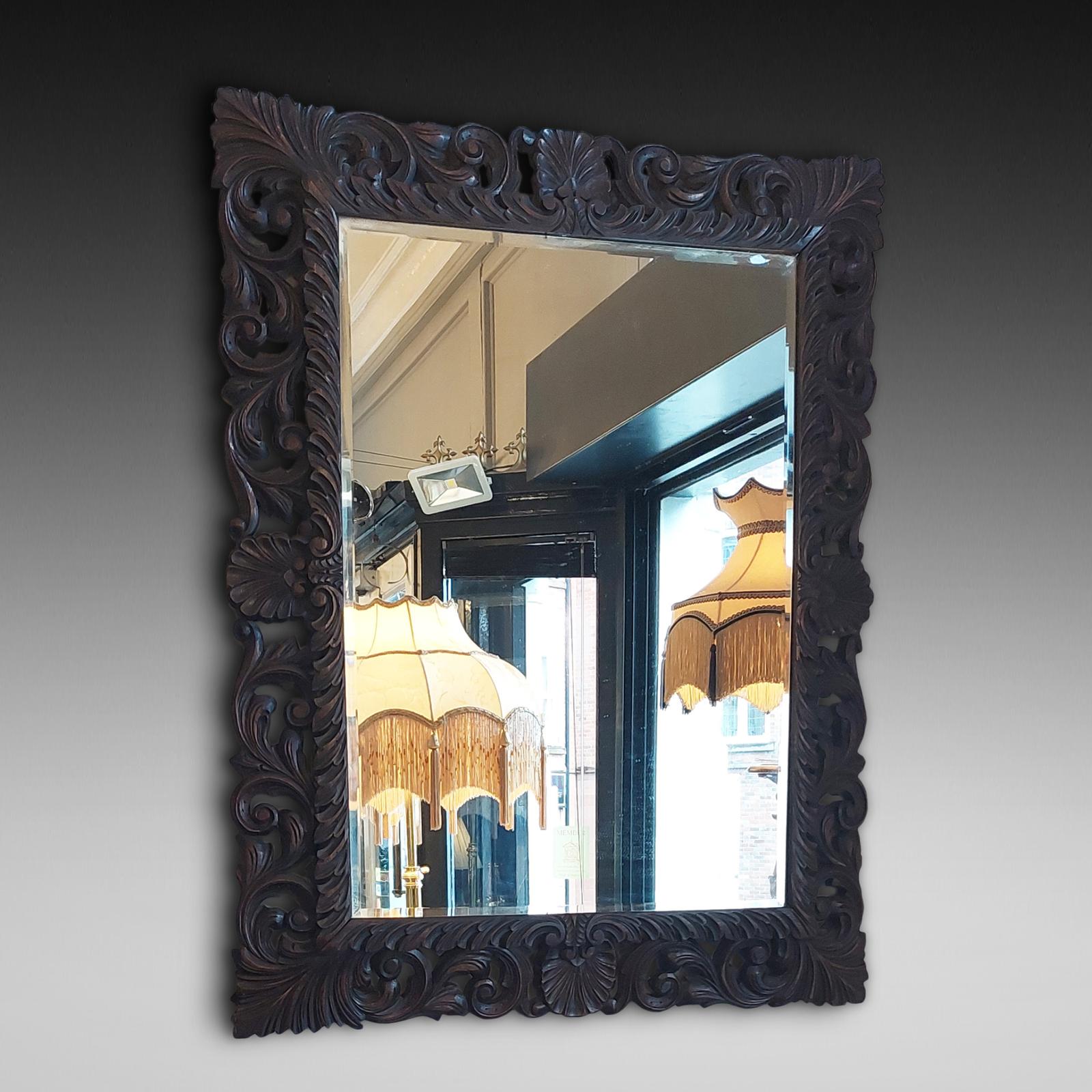 19th Century Oak Wall Mirror (1 of 6)