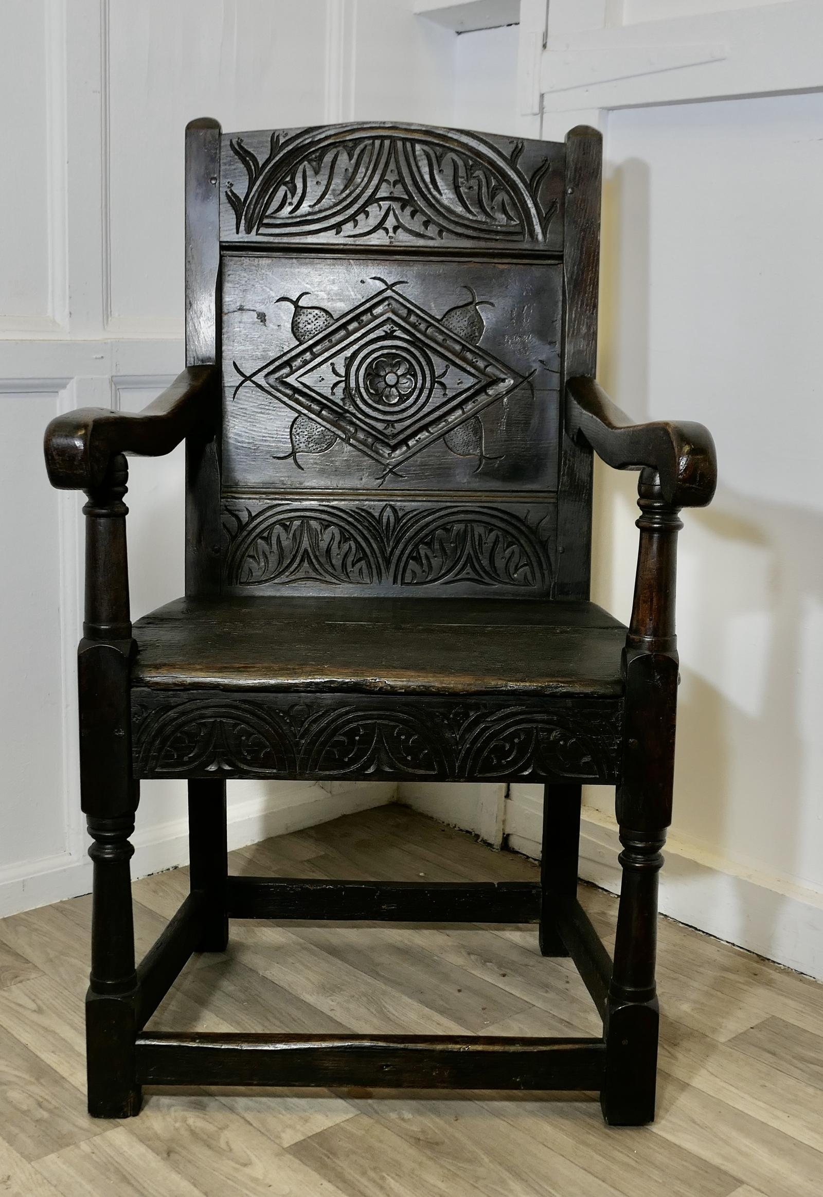 18th Century Oak Wainscot Hall Chair (1 of 8)
