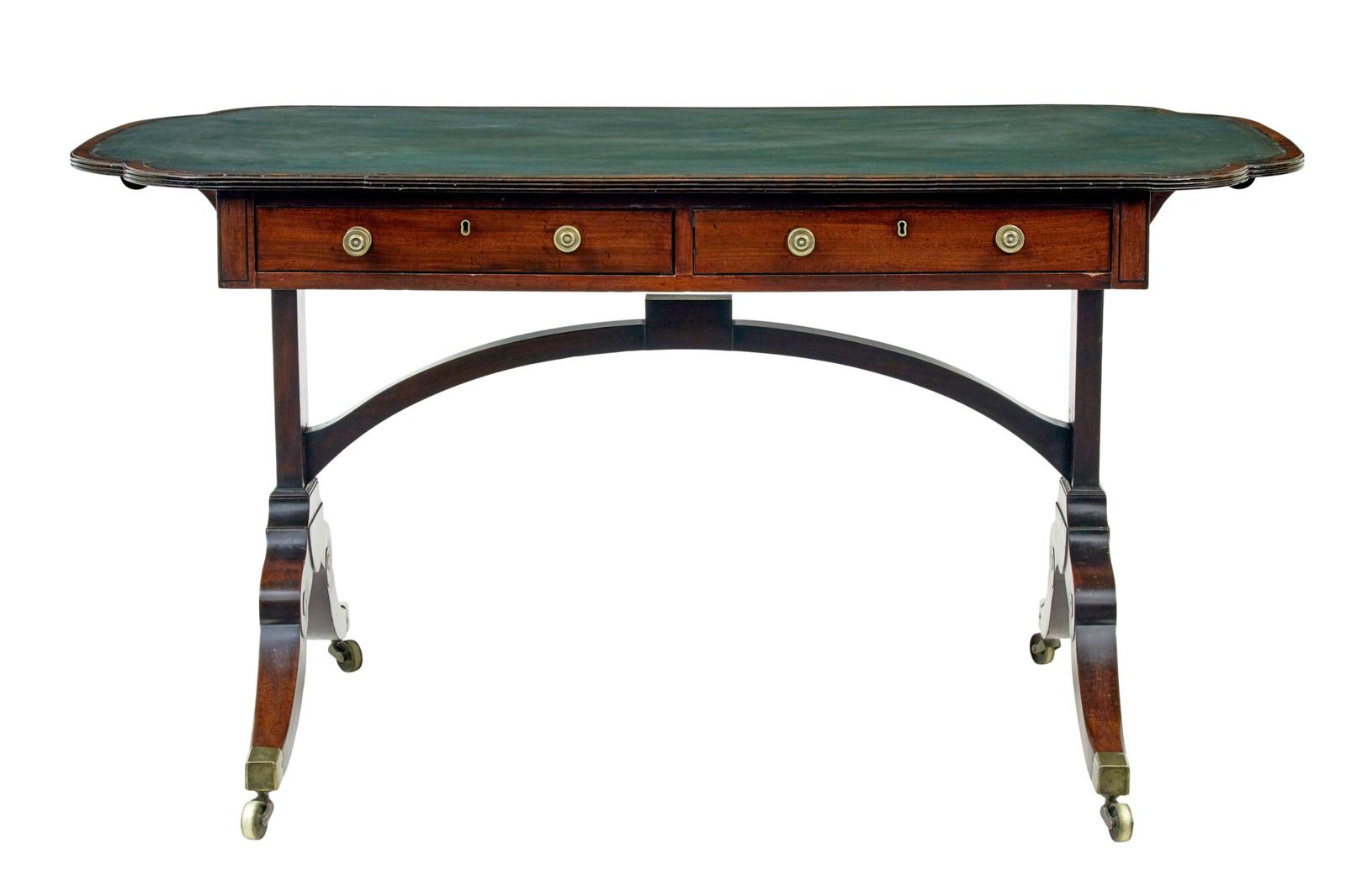 19th Century Early Victorian Leather Top Writing Table (1 of 8)