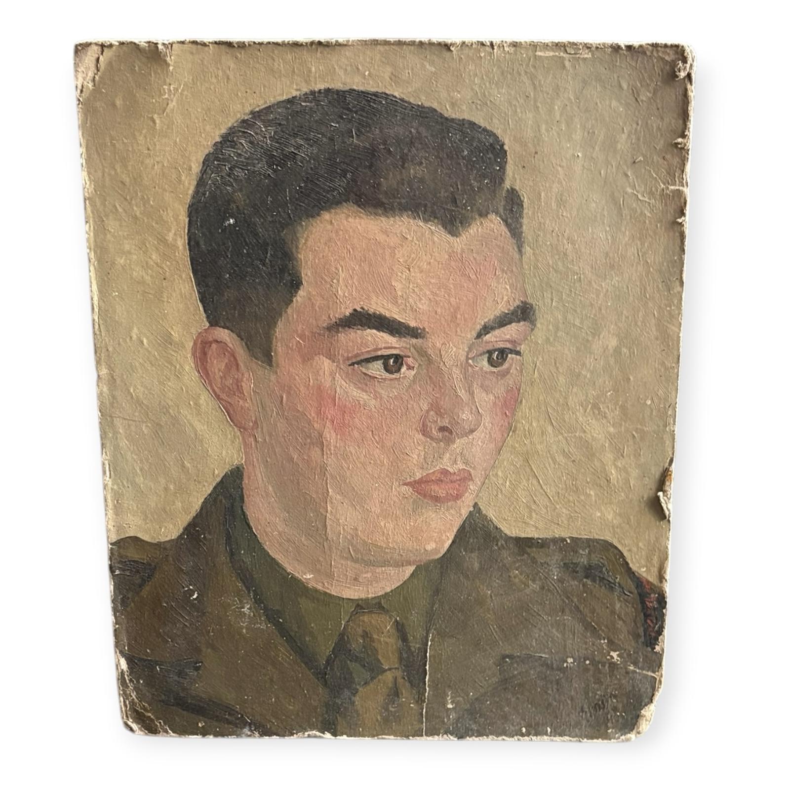 World War II – Portrait of Young British Solider Oil on Card (1 of 6) World War II – Portrait of Young British Solider Oil on Card (1 of 6)