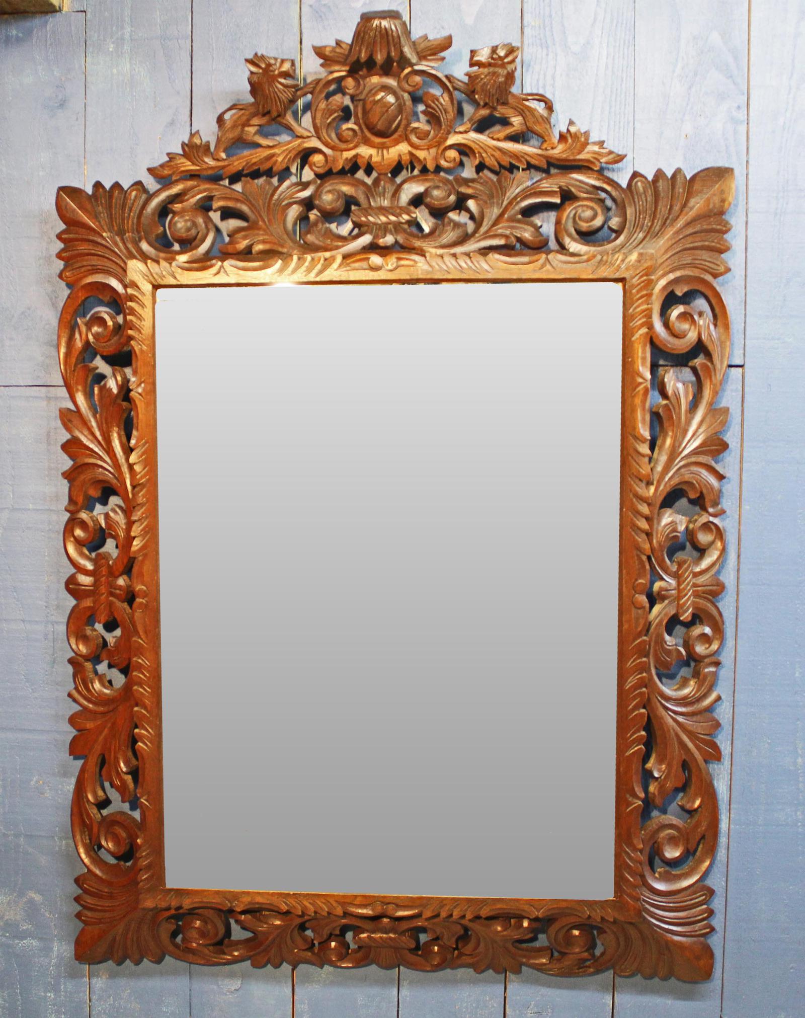 Large 19th Century Black Forest Carved Mirror (1 of 12)