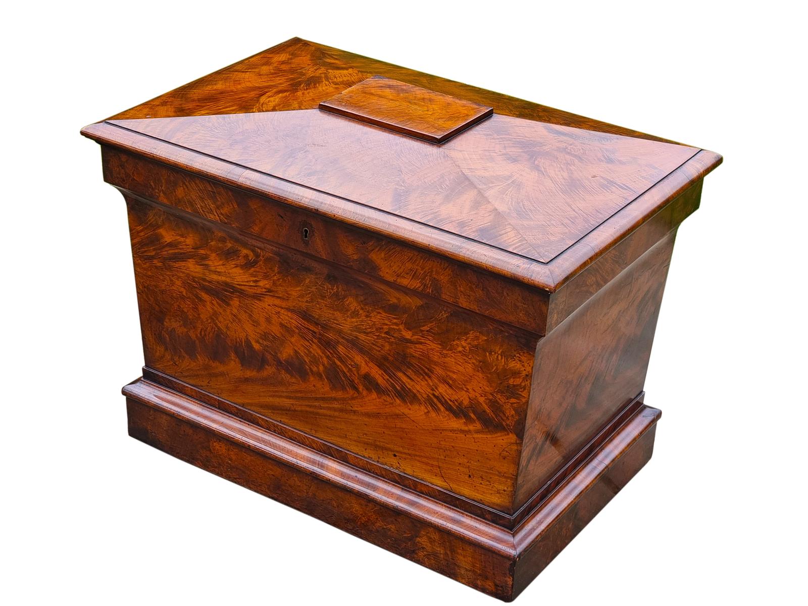English Regency Wine Cooler Sarcophagus Shaped & Superbly Veneered in Flame Mahogany (1 of 21)
